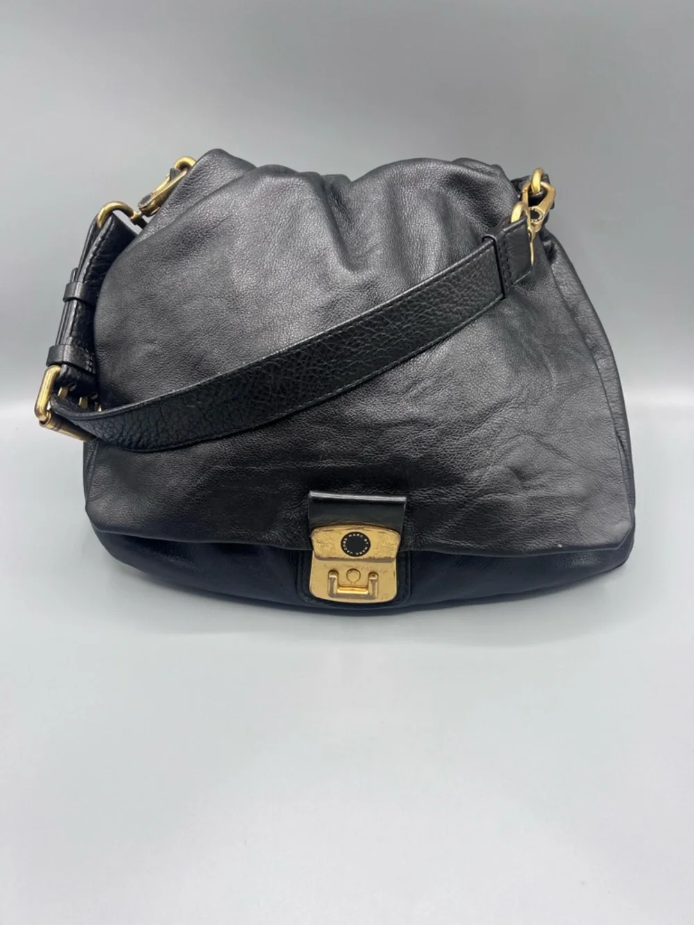 Marc Jacobs Black Soft Leather Hobo Shoulder Bag Women’s Slouchy Designer Purse
